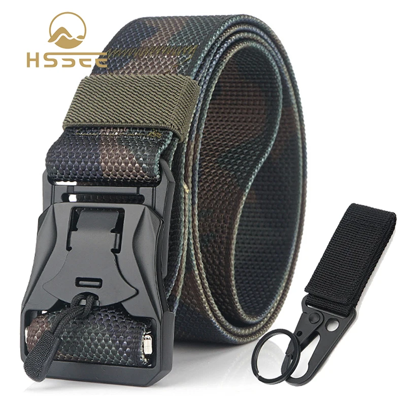 

Ремень HSSEE мужской тактический, мягкий пояс из натурального нейлона с магнитной пряжкой, в стиле памяти 2020