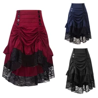 women costumes steampunk gothic skirt lace high low ruffle party lolita medieval victorian punk skirt