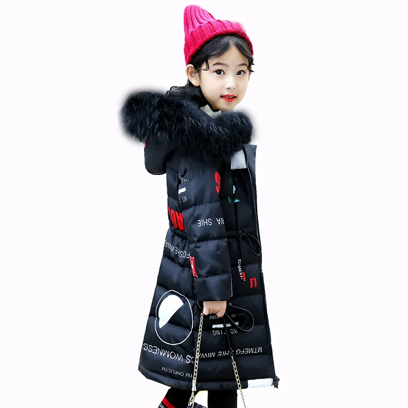 

Big Children's Double-sided Long Hooded Padded Down Jacket New Fashion Thicken Outerwear Winter Clothes for Girls