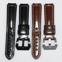 first layer bright calfskin 2415 mm convex lug leather watch strap replacement for garmin vivoactive watchs
