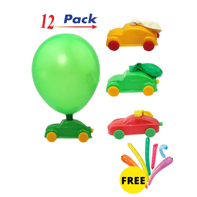 Free ship cheap 12pcs classic balloon air motived powered racing car children kids party toys pinata toy bag fillers prizes