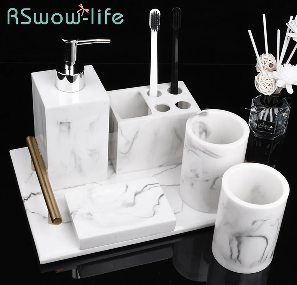 Творческий мраморный узор 6 шт. набор для мытья полимерные подносы гостиничные