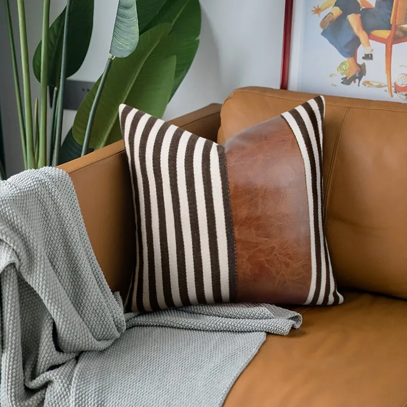 

Cushion Cover Luxury Pillow Case 45*45 Sofa Decorative PU Leather Cushion For Living Room Bedroom Car Decor New