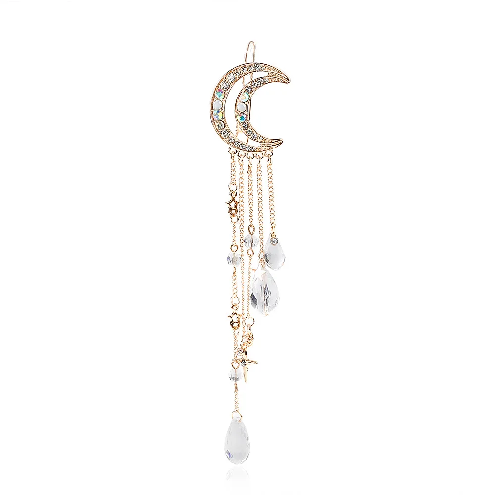 Новинка 2020 Лидер продаж модная женская заколка с Луной Стразы длинная цепочка