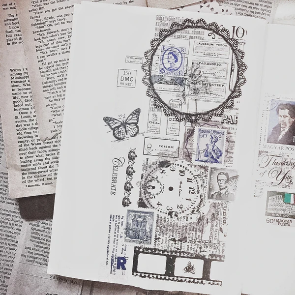 3Sheets/Bag Vintage Newspaper Black White Vellum Paper DIY Craft Scrapbooking Album Junk Journal Planner Decorative Stickers | Канцтовары