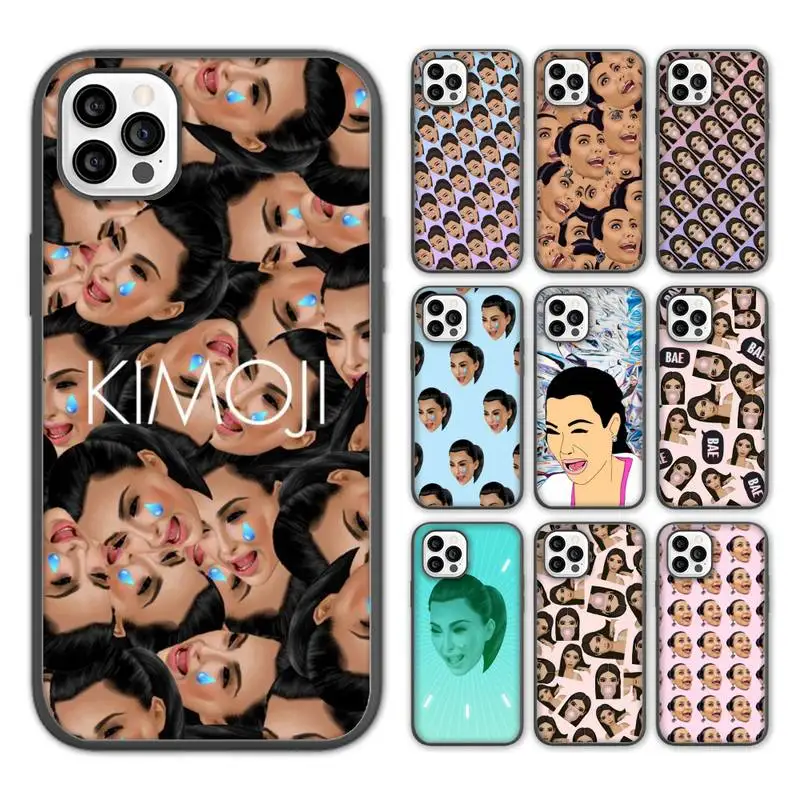 

Kim-Kardashian-Kimoji Phone Case For iPhone 13 12 11 pro max mini x xs xr 7 8 5 se plus soft Cover Fundas