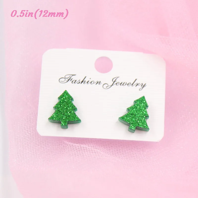 green glitter-12mm 12 мм блестящие акриловые серьги-гвоздики Имбирная звезда олень индейка снежинки Рождественские серьги-гвоздики серьги без аллергии-ST-1 - Окраска металла: green glitter-12mm