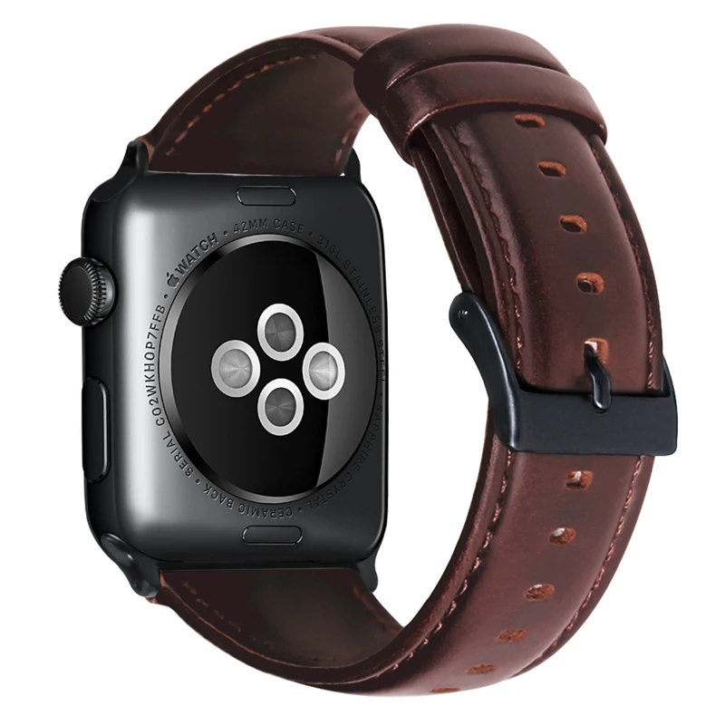 Винтажный ремешок из воловьей кожи для Apple Watch 44 мм 40 мм 42 мм 38 мм браслет iwatch 5 4 3 2 1 браслет с текстурой Crazy Horse - Цвет ремешка: Red Brown