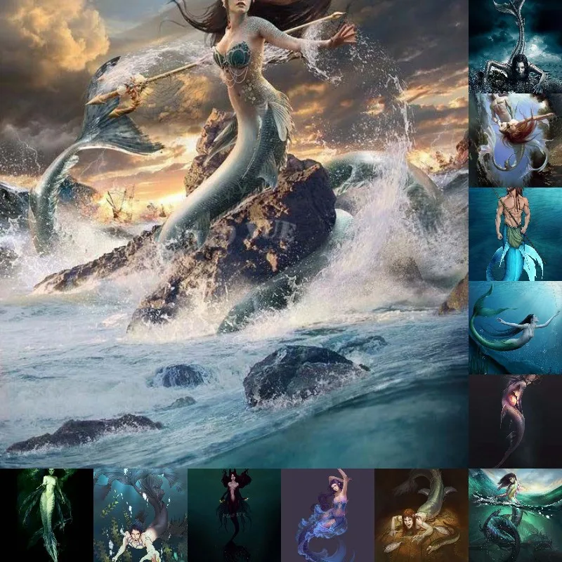 

5D DIY Comic Diamond Painting All Kinds Of Beautiful Mermaids Cross Stitch Mosaic Art Gift Kit