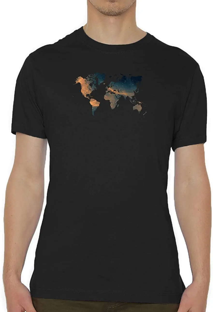 

World Space Map Celestial Artwork Crew Neck Men's T-Shirt New Arrivals Tee Summer 2020 Cotton Breathable Short Sleeve Tshirt