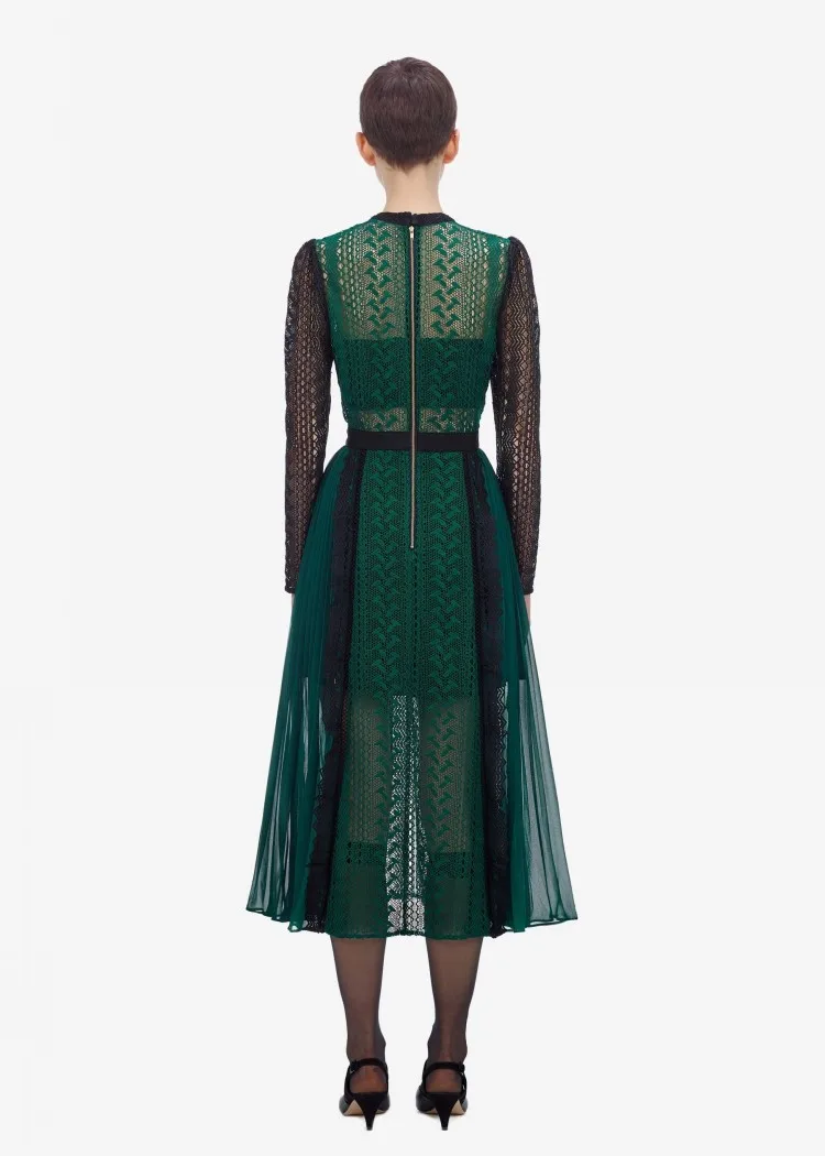 ESHINES осеннее винтажное зеленое миди с ассиметричным низом платье сексуальное