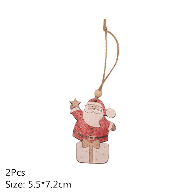 Multi Style Christmas Wooden Pendant Creative Wood Craft Ornaments DIY Chriatmas Tree Hanging Decoration Xmas Gift Supplies - Цвет: 2Pcs-431-B06