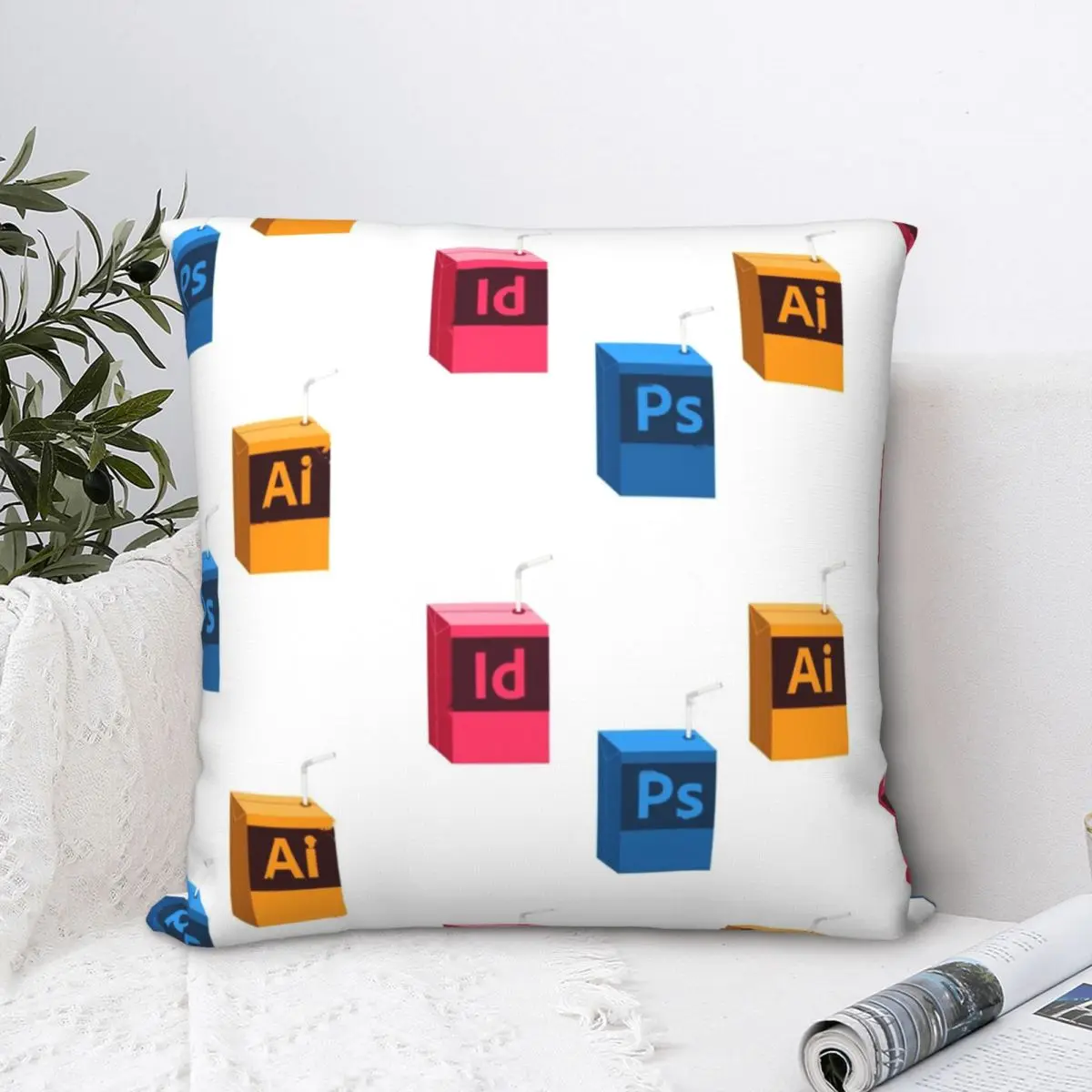 

Adobe Creative Juices Square Pillowcase Cushion Cover Spoof Zip Home Decorative Polyester for Bed Simple 45*45cm
