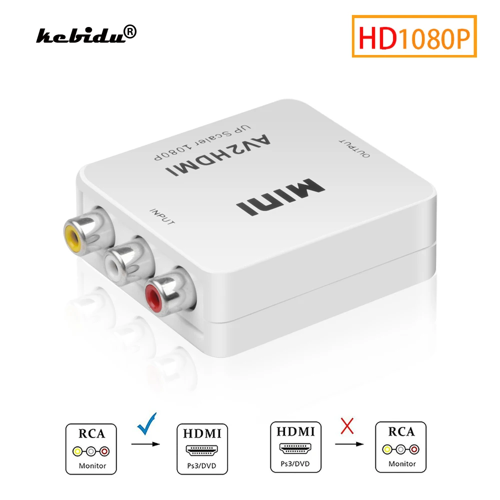 Популярный преобразователь Full HD штырь-гнездо RCA AV в HDMI-совместимый композитный CVBS