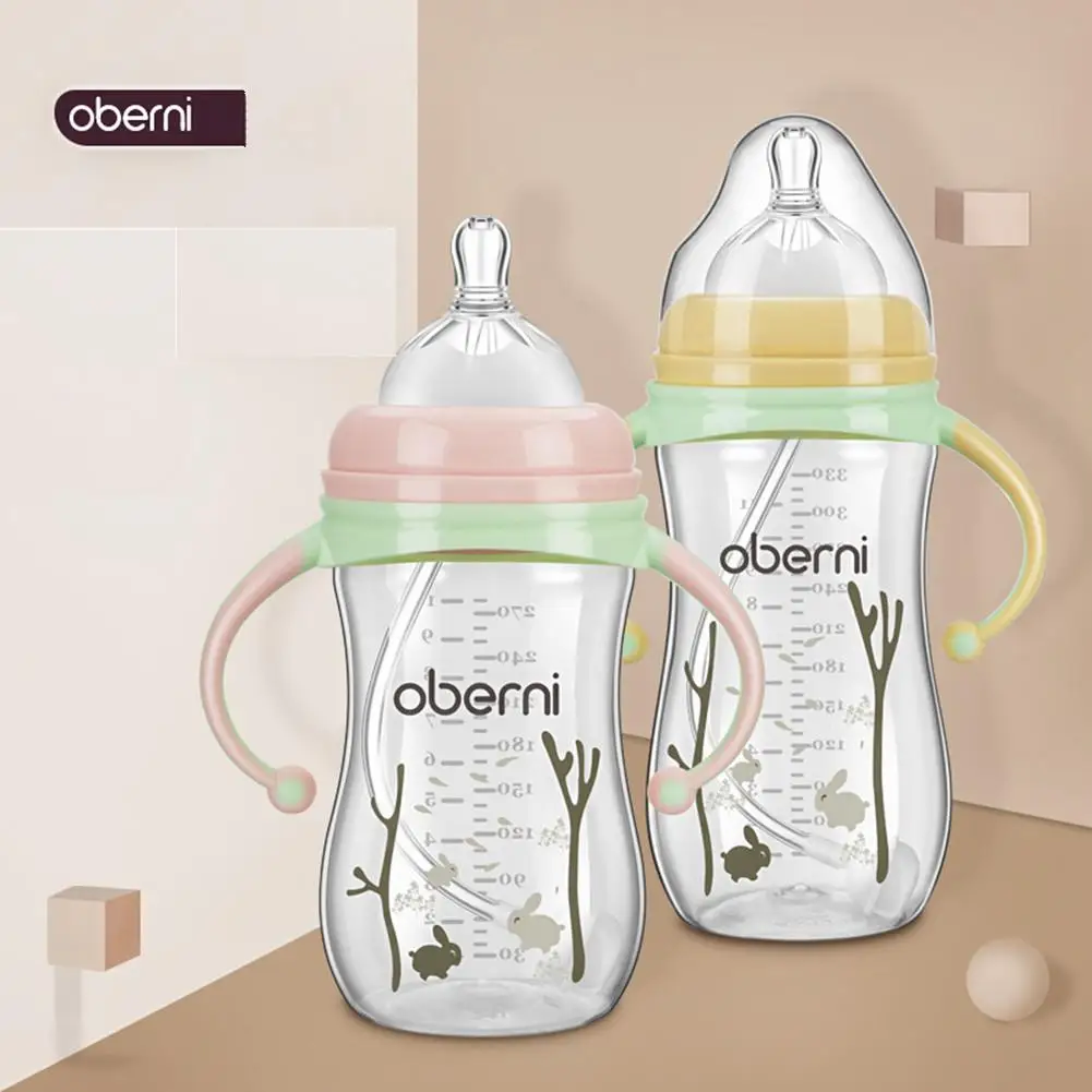 Oberni Baby PP бутылка широкого калибра анти-осенняя для младенцев с ручкой бутылочка