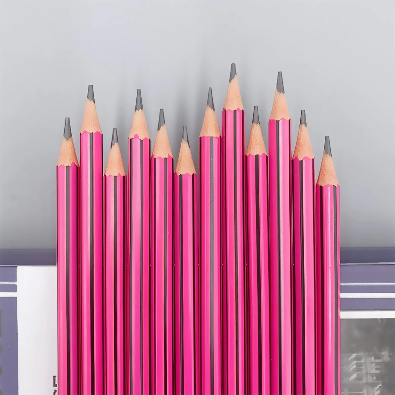 12 шт./лот DIY милый пластиковый черный прочный карандаш для рисования HB в полоску
