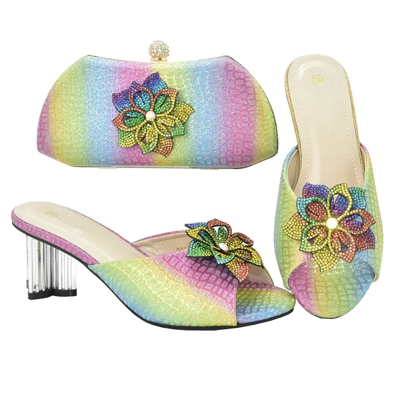 

Newest Italian Colorful Women's Party Shoes and Bag Sets Decorated with Rhinestone Italian Shoe and Bag Set for Party d11-2