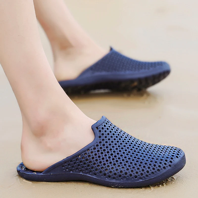

2021 New Men Shoes Beach Casual Men's Slippers Unisex Hollow out Casual Couple Beach Sandal Non-slide Male Slippers