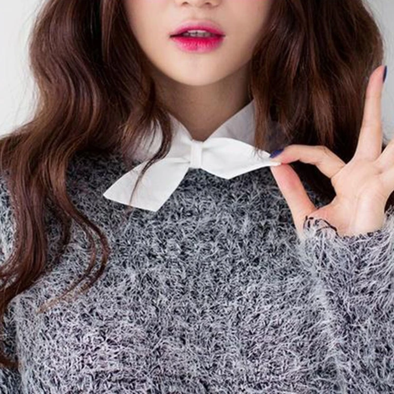 

Shirt Fake False Collar for Women Girl White Pure Bow Detachable Lapel Choker Necklace Clothing Accessories New Fashion Cotton