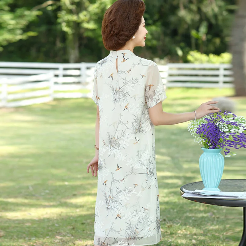 

2021 spring and summer women's chiffon short-sleeved fashion casual western dress temperament