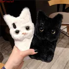 Fation 3D милый кот животные волосы плюшевый чехол для телефона Samsung Galaxy M31S M51 M21 M11 M01 A10E A20S J3 2016 J5 2015 J7 2017 чехол