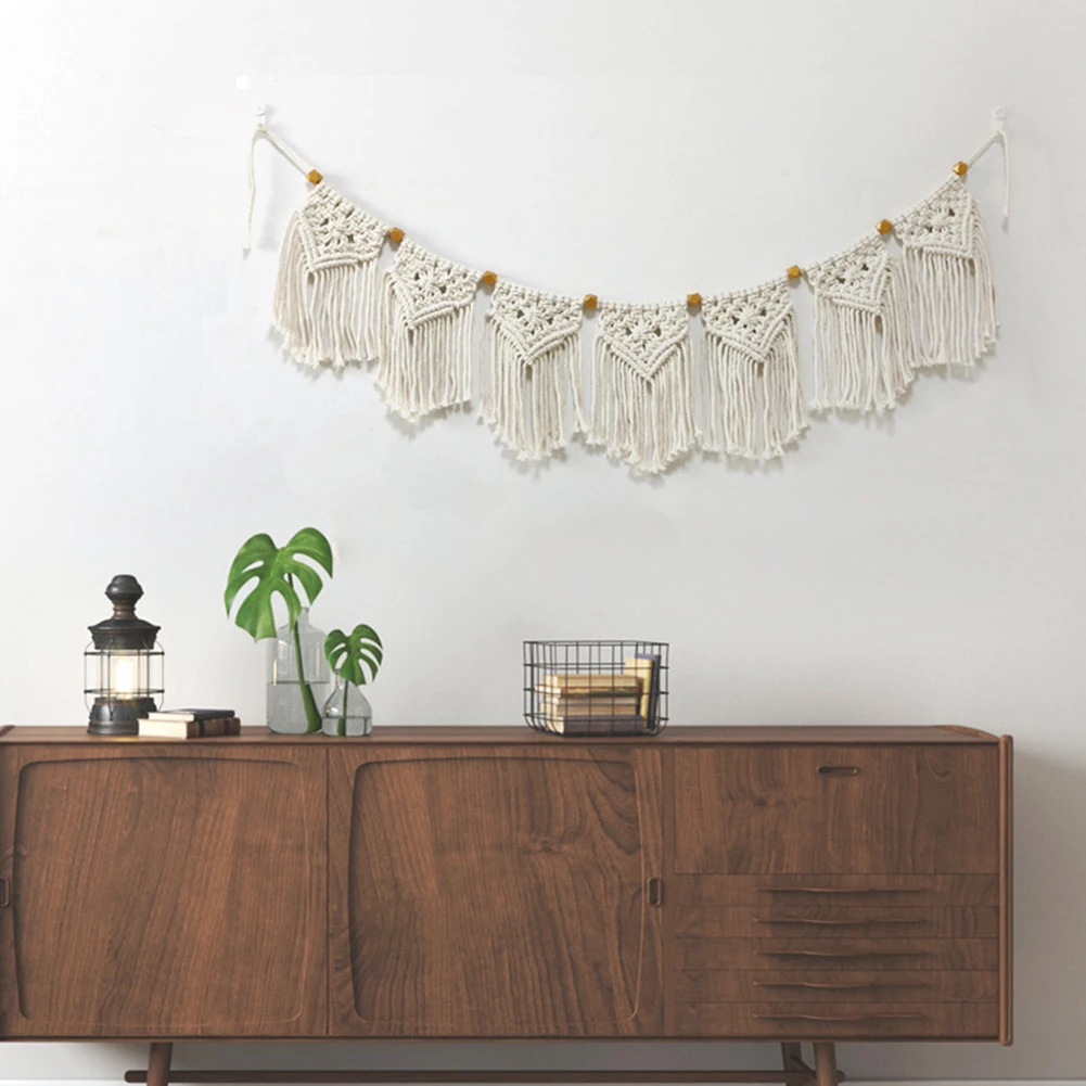 

Apartment Dorm Bedroom Wall Hanging Door Pendant Wedding Home Decor Cotton Rope Living Room Fringe Garland Banner Macrame Woven