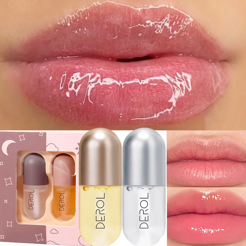 

2PCS Instant Lip Volumizer Moisturizing Lip Oil Repairing Reduce Lip Fine Lines Remove Dead Skin Nutritious Lips Enhancer Serum