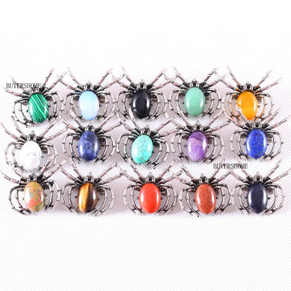 1 шт. брошь в виде паука натуральный камень тигровый глаз говлита малахит кабина