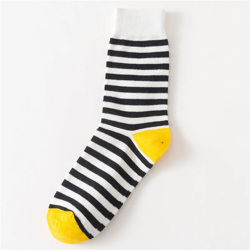 Black White Stripes Дропшиппинг счастливые носки смешное искусство платье носки цвет партия мужские летние модные носки набор в цветах радуги Печать Цветные Красочные полосы искусство носки - Цвет: Black White Stripes