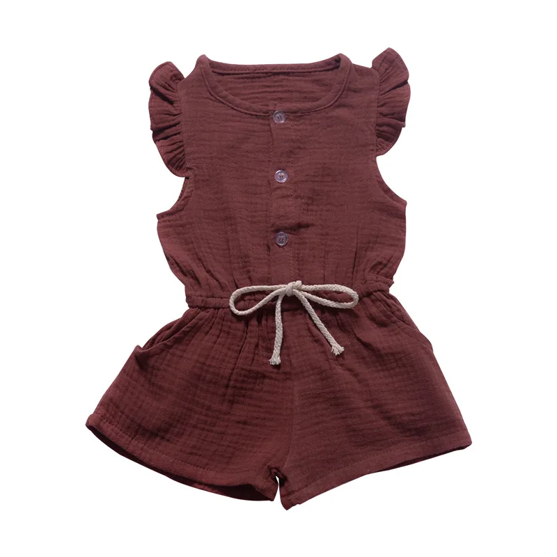 Летний комбинезон для новорожденных девочек с оборками на рукавах одежда