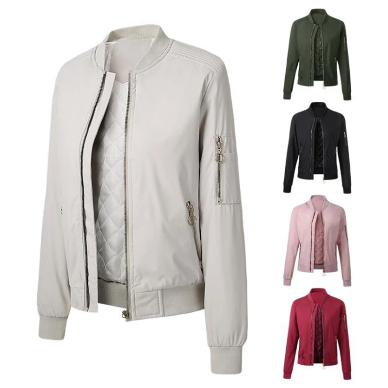 Осенне-зимняя женская куртка-бомбер с хлопковой подкладкой бейсбольная куртка