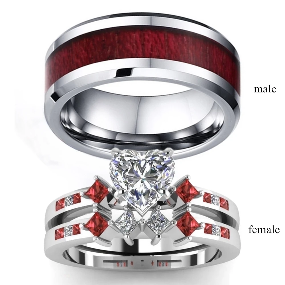 Коричнево красное кольцо стразы из нержавеющей стали обручальное подарок на