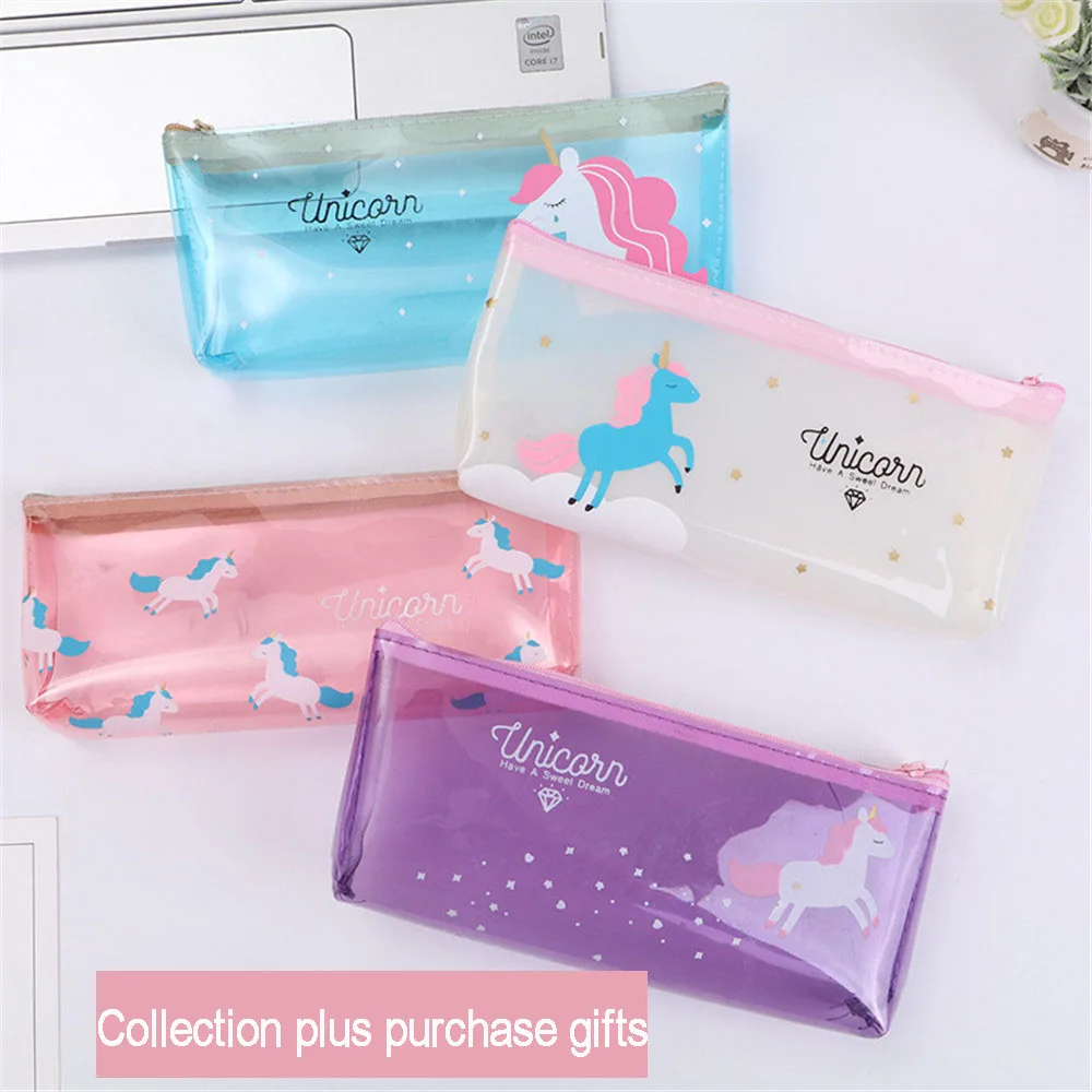 Чехол для карандаша с единорогом школьные Чехлы прозрачные чехлы учеников милые