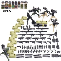 8pcslots heavy fire suppressios modern city military soldier figures swat gun building blocks military weapons parts brick toys