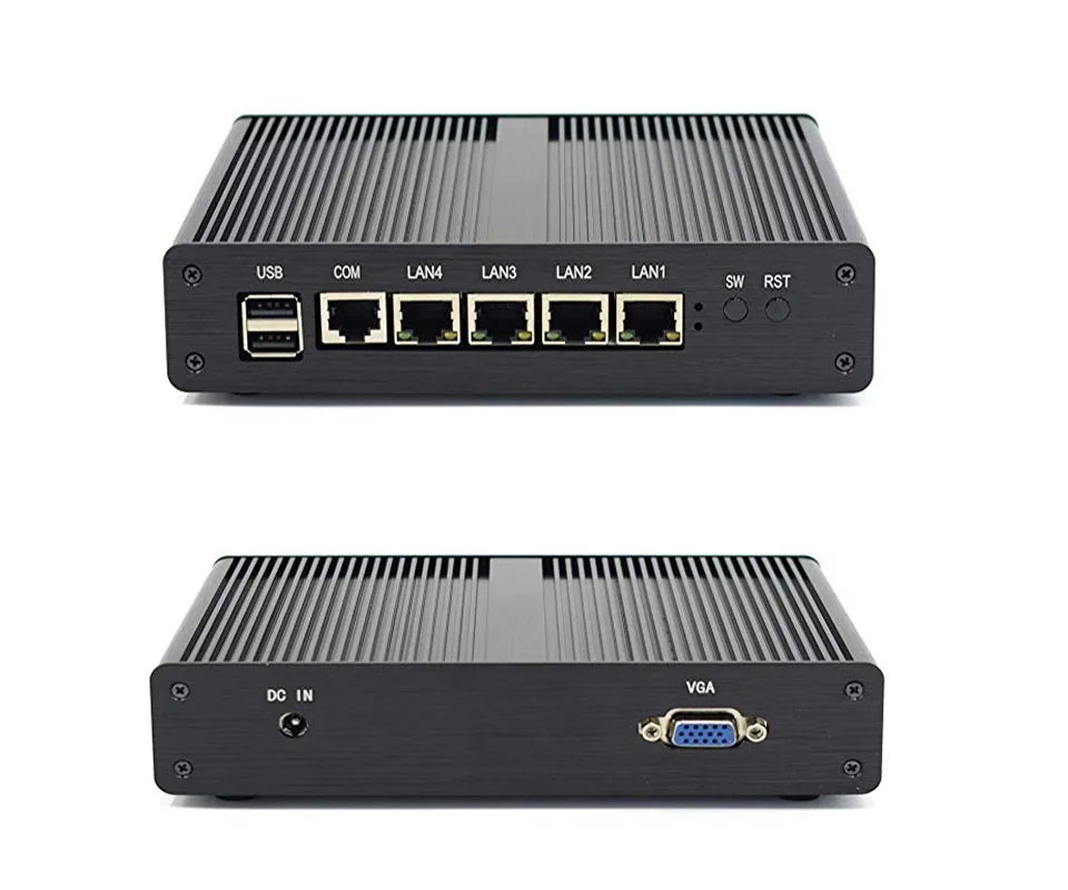 Причастником Мини ПК Мини Сервер Pfsense OS J1900 Четырехъядерный 4 LAN 1080P 12 В мини настольный компьютер маршрутизатор сервер