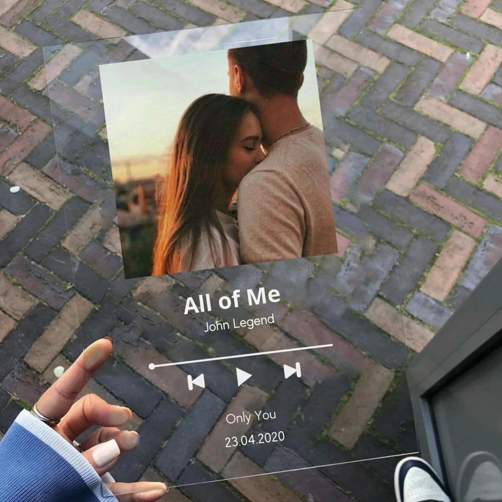 

Acrylic Customized Spotify Music Code Board Personalized DIY Text Personal Photo Cover For Couple Anniversary Album Plaque Gifts