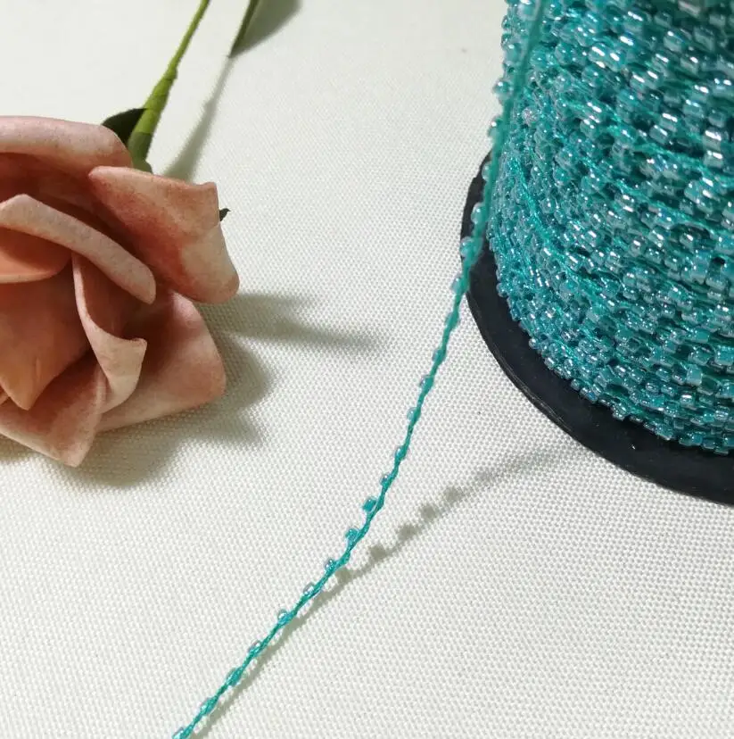 1 м новые кружевные хрустальные бусины мятно зеленые блестки ткань бисерная