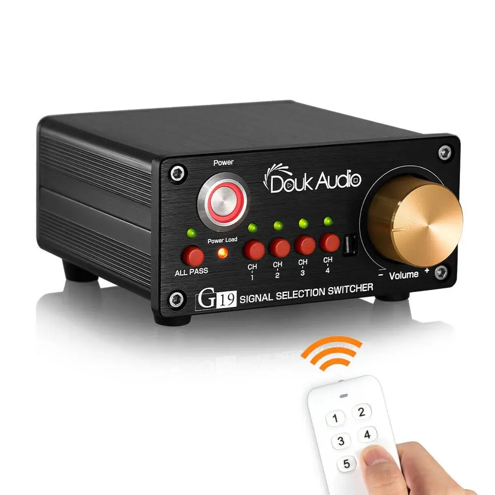 Douk аудио 4 полосный стерео RCA ручной переключатель коробка усилитель динамик