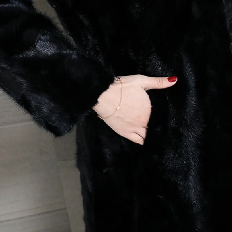 

Natural Mink Fur Long Coats Women Female Real Fox Fur Warm Jacket Oversize Warm Thick Outwear Winter Overcoat 2021 New Fashion