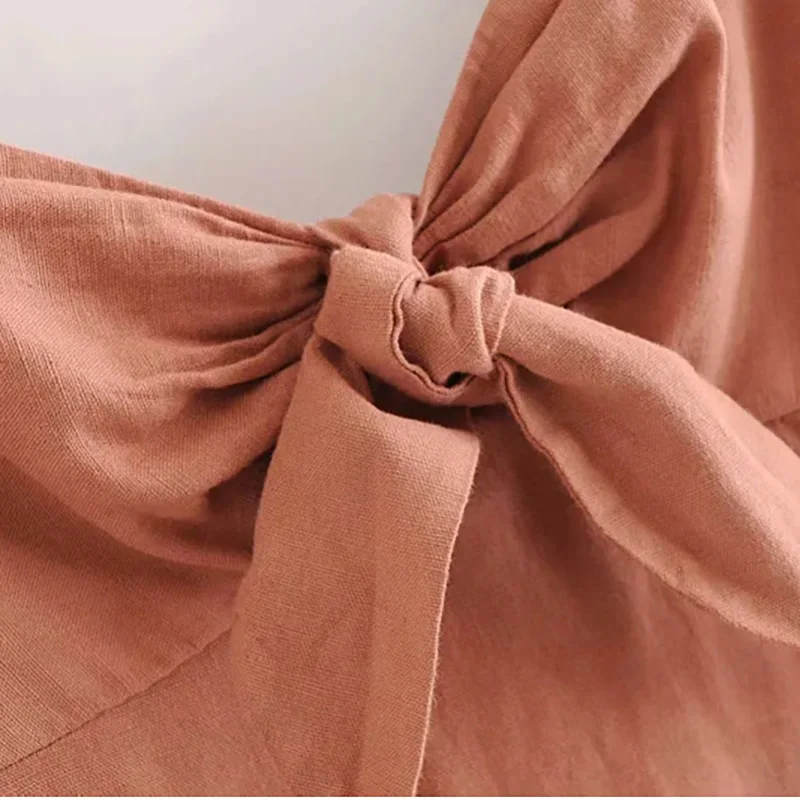 Женское облегающее платье миди ZRN однотонное с бантом без рукавов