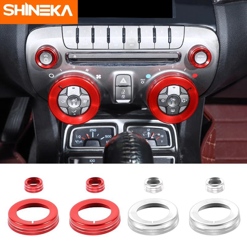 

SHINEKA Car Interior Center Control Switch Button Knob Decor Ring Cover Aluminum alloy Accessoriy For Chevrolet Camaro 2010-2015