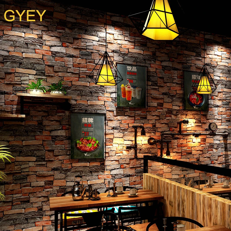 

10M 3D Chinese Retro Brick Pattern Red Brick Blue Brick Antique Brick PVC Wallpaper 3D Brick Culture Stone Background Wall Paper