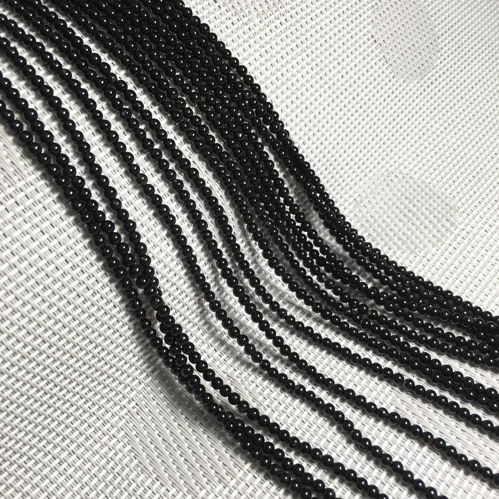 2020 натуральный камень черные Агаты свободные бусины круглой формы для