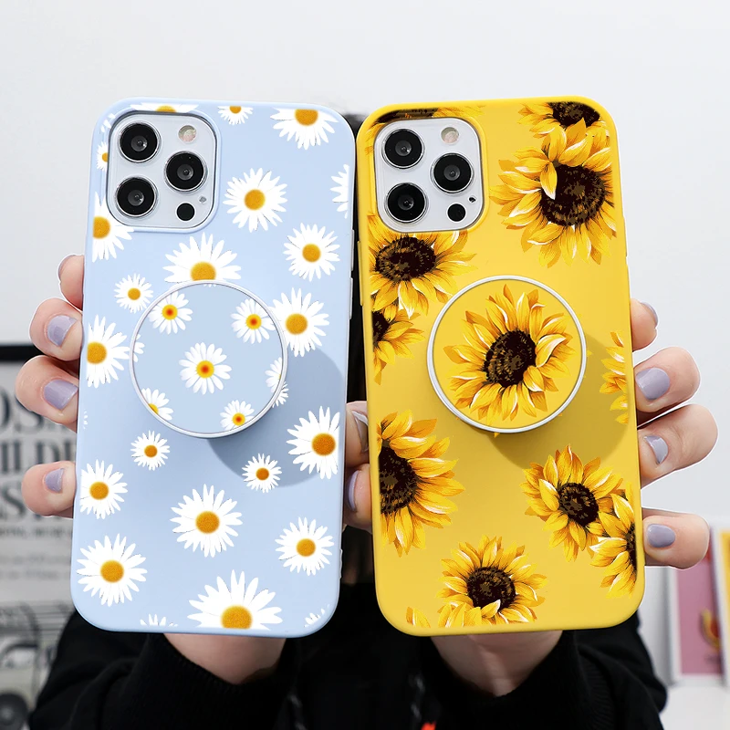 Holder Case For Samsung Galaxy A50 A30S A50s A51 A71 A21s S21 Ultra S10 S20 Plus FE Lite A70 S10 S9 Plus Daisy Sun Flower Fundas