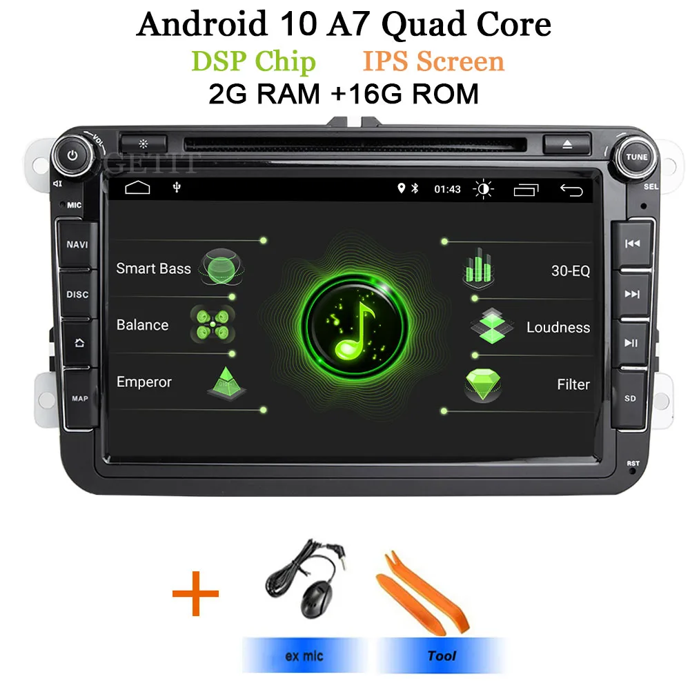 DSP ips Автомобильный мультимедийный плеер Android 10 gps 2 Din автомагнитола аудио авто для VW/Volkswagen/POLO/PASSAT/Golf 8 ядер ram 4 г 64 г - Цвет: DSP IPS 2G A7