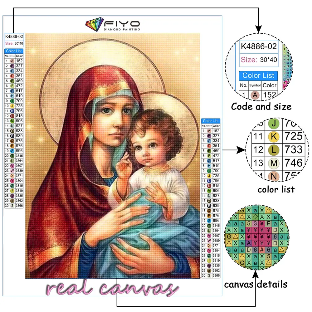 5D Diy Diamond Painting Virgin Mary Icon Embroidery Religion Full Square/round Mosaic Christian Cross Stitch Home Decor Art Gift | Дом и сад