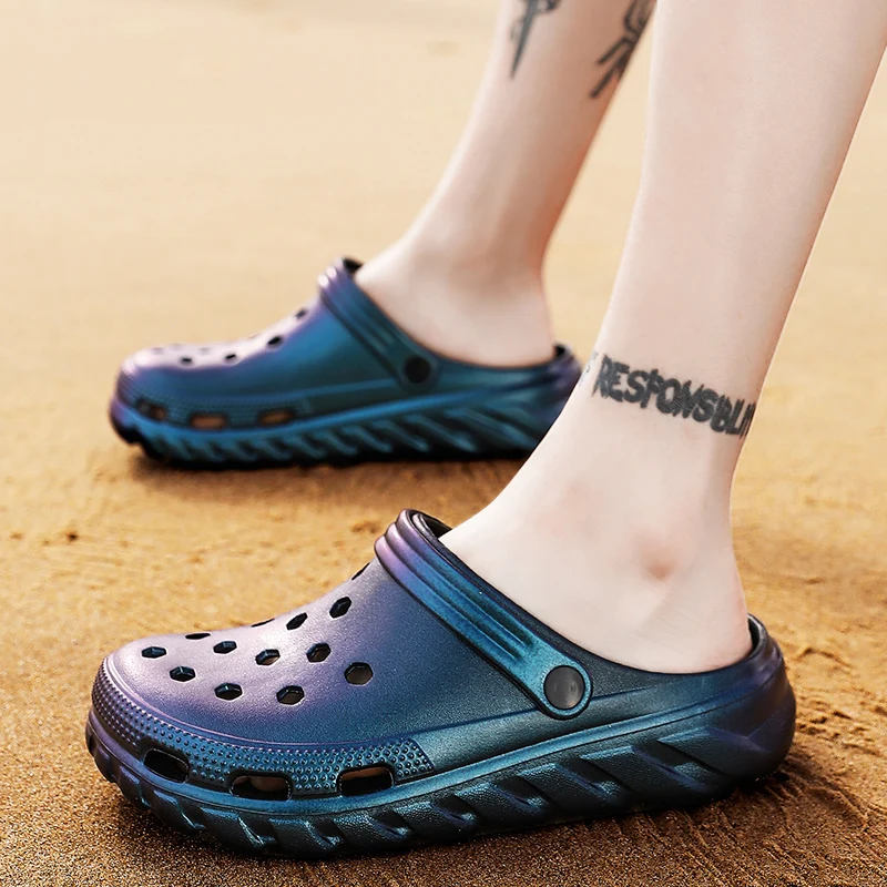 Мужские сандалии Обучающие с отверстиями Резиновые Садовые туфли унисекс из ЭВА