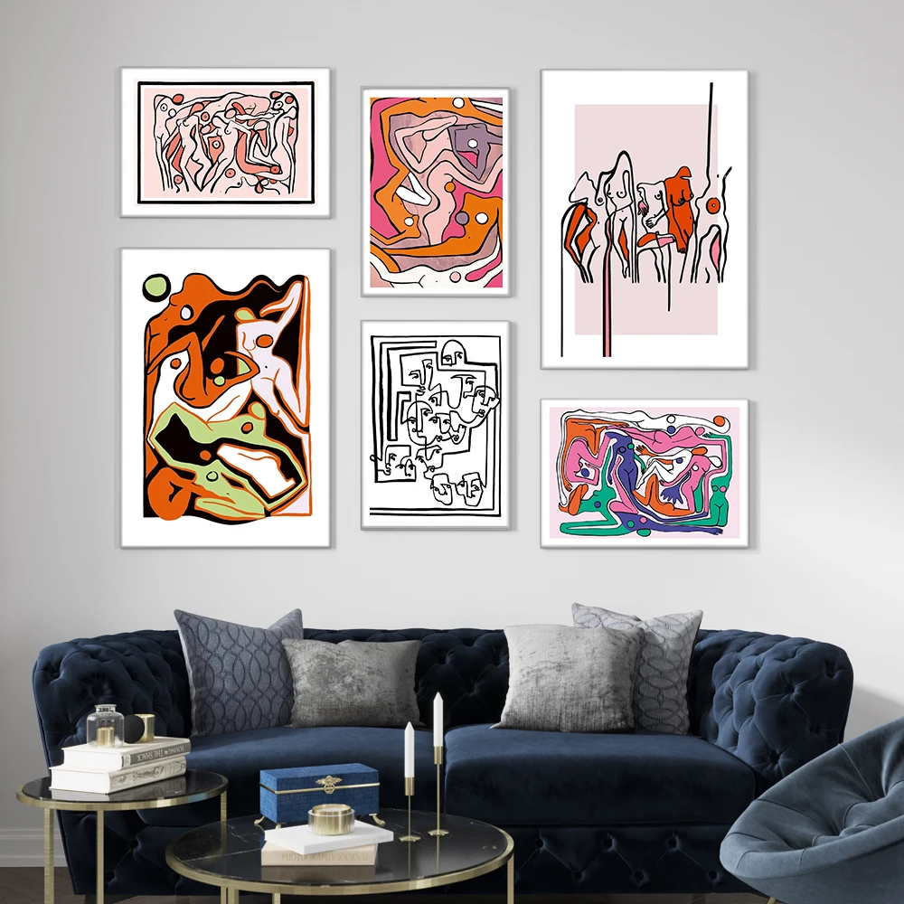 

Ecstatic Nudes Canvas Painting Abstract Woman Body Face Book Print Poster Nordic Nudists Wall Art Pictures Living Bed Room Decor