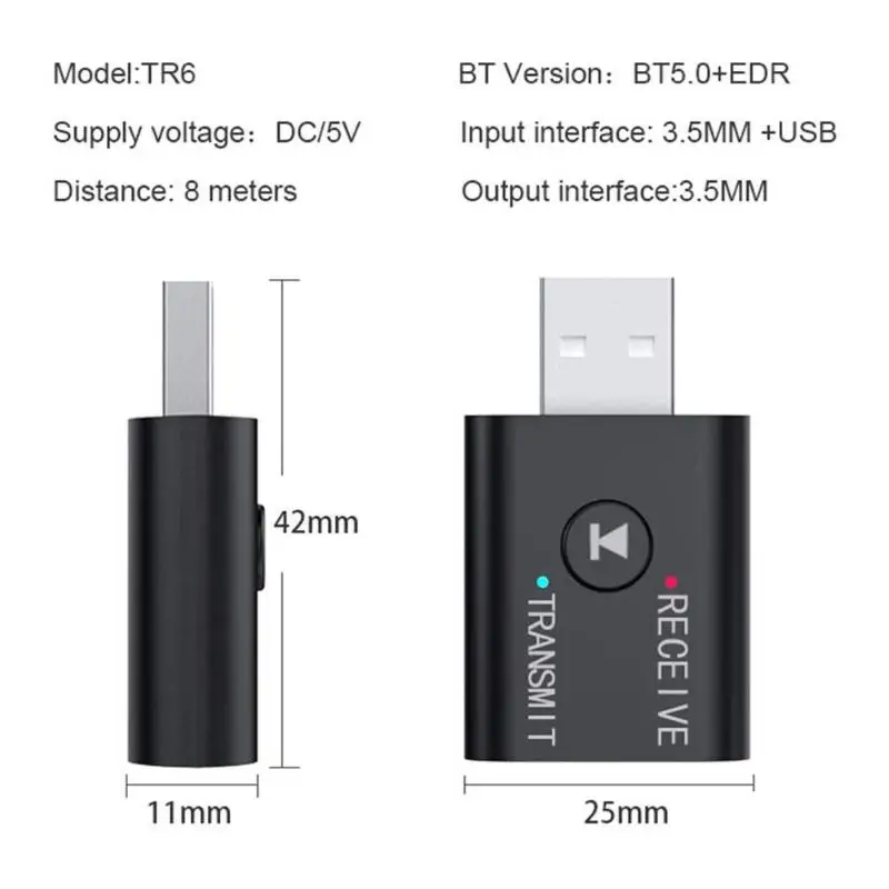USB Bluetooth 5 0 аудио передатчик Reicever 3 мм AUX разъем стерео музыкальная версия для ПК ТВ