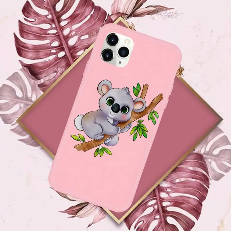 

cute koala bear Animal cartoon Phone Case Candy Color for iPhone 6 7 8 11 12 s mini pro X XS XR MAX Plus